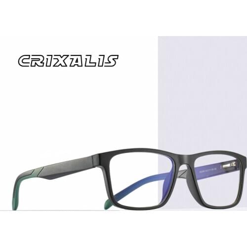 CRIXALIS Square Blue Light Blocking Glasses Men TR90 Flexible Optics Reading Black Frame Computer Gaming Eyewear Male UV400