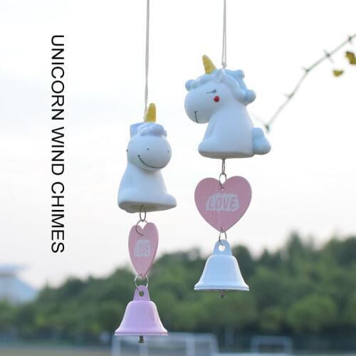 Unicorn Cartoon Pendant Ceramics Windbell Home Garden Hanging Bells Art Crafts Decor Ornaments For Home Party Xmas Items