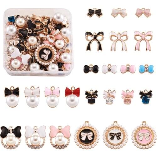 Assorted Light Gold Color Enamel Mushroom/Bees/Butterfly/Bowknot Charm Pendant DIY for Earrings Necklace Bracelet Jewelry Making