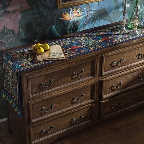 Rectangular Coffee Table Cover Cloth Decorative European Flannel Rrinted TV Cabinet Tablecloth Hallway Strip Decorative Cloth