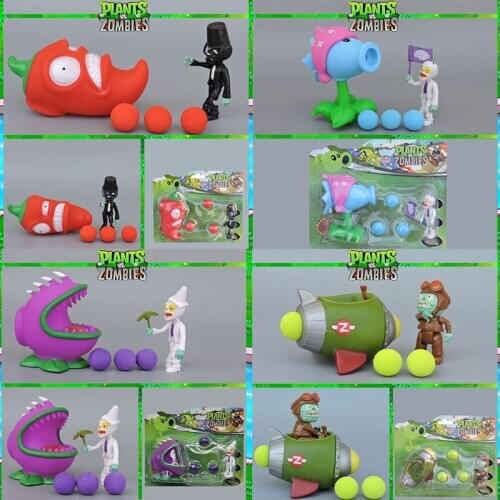 Plant vs. Zombie Toy Set of 10 Boys' Educational Toy Doll Can Throw Green Bullet Bowl Bean, Peas Shooter, Corn Pitcher