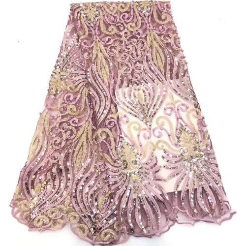 Luxury Sequin Embroidery French Mesh Lace Latest African Laces 2020 Handmade Beaded Onion Dress Tulle Net Lace Fabric CD32291