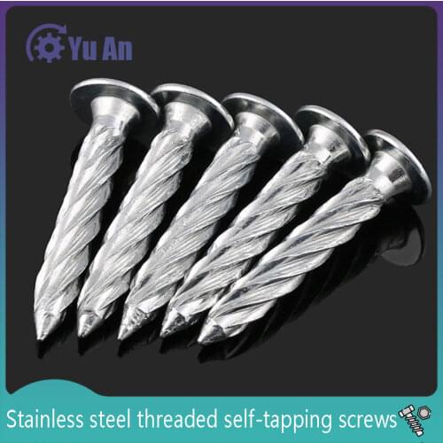 Stainless Steel Thread Self-tapping Nail Pressure Explosion Galvanized Spiral Cement Steel Nail 10PPcs Nailer Nagler Tacker 1Pcs