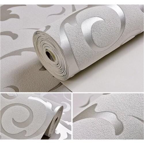 Silver/Gold Victorian Damask Embossed Wallpaper Roll Wall Coverings Silver Floral Luxury Loquat leaf Wall Paper home Decor