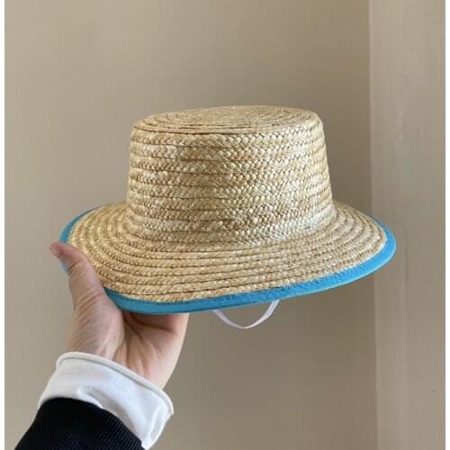 Summer Korean Hat Western Fluorescent Color Cloth Girls Straw Sunscreen Flat Top Casual Hat