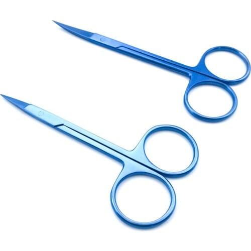 2pc Titanium Iris Scissors Straight/Curved 32mm tips ophthalmic eye surgical instrument
