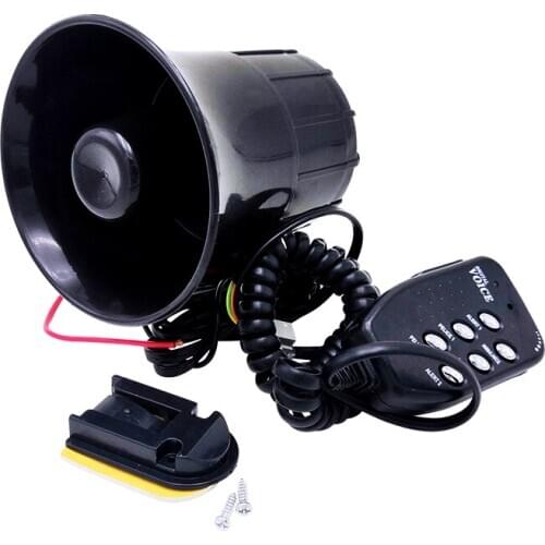 Round Mouth Universal Motorcycles Bicycles Car Truck Alarm Sound 6 Tone Horn 12V 50W Police Siren Horn Loudspeaker (Black)