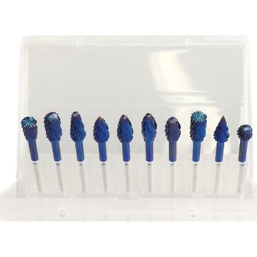 10pcs Blue Nano-Coating Rotating 3*6 Carbide Grinding Head Solid Carbide 4 Flutes Flat End Mills Milling Cutter CNC Tools