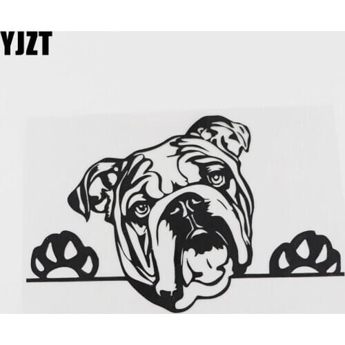 YJZT 16.7CMX10.4CM Fashion French Bulldog Peeking Dog Vinyl Car Sticker Black/Silver 8A-0050