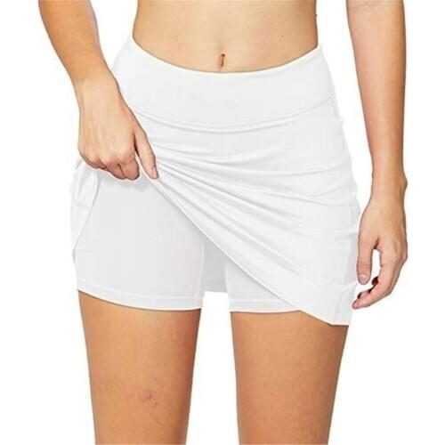 Womens Tennis Skirts Inner Shorts Elastic Sports Golves Skorts with Phone Pockets XR-Hot