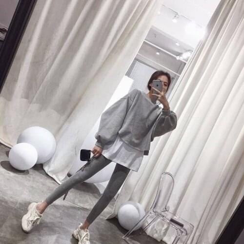 Women Oversized Korean Hoodies O Neck Long Sleeve Pullover Female New Fashion Solid Causal Streetwear Loose Sweatshirts E242
