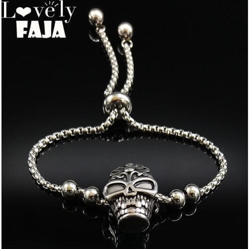 Gothic Skull Stainless Steel Bracelet Women Silver Color Bracelet Bangle Jewelry bracelet jonc acier inoxydable femme B18267