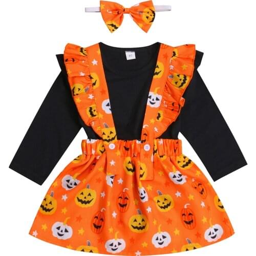 Ma&Baby 0-18M Halloween Costume For Baby Girls Newborn Infant Girl Ruffle Romper Pumpkin Skirts Festival Clothes DD43