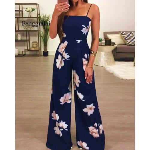 New Womens Summer Playsuit Romper Jumpsuit Ladies Sleeveless Casual Floral Print Sleeveless Fashion Jumpsuit 2020 Hot Plus Size