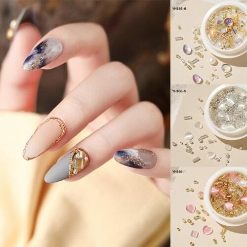 1box Natural Shaped Pearls Nail Chain Stone 3D Nail Studs Nails Art Parts for Nail UV Gel Polish Decoration of Nail Accessories