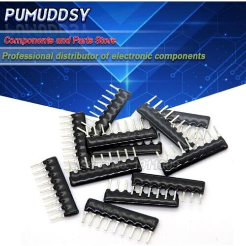 10PCS DIP exclusion Network Resistor array 9PIN 100 220 330 470 510 680 1K 1.2K 1.5K 2K 2.2K 3.3K 4.7K 10K 100K ohm
