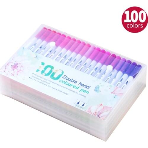 100 Colors Dual Tips Brush Pens Art Markers Brush and Fine Point Colored Pen for Children Adults Artists Drawing Coloring Books