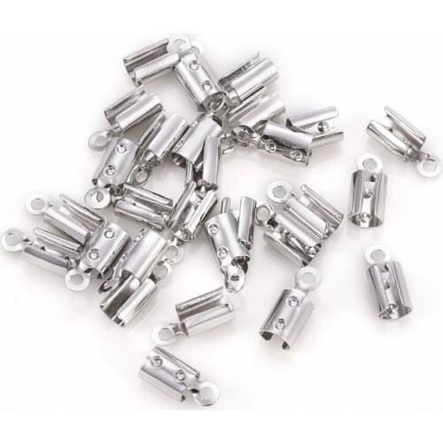 2000pcs Brass Folding Unclosed Open Crimp Ends Leather Clasps Tip Cord End Caps Jewelry Connector for Jewelry Making Supplies