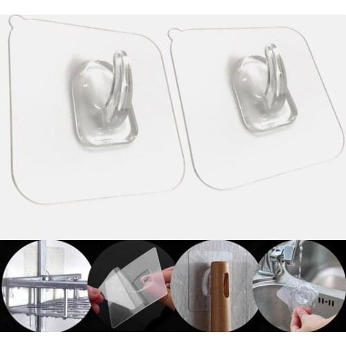 5/10 Pcs Transparante Sterke Zelfklevende Deur Muur Hangers Haken Voor Siliconen Opslag Opknoping Keuken Magic Badkamer Accessoi