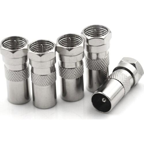 5PCS/lot F Male Plug To IEC DVB-T TV PAL Male Straight Coaxial RF Adapter Connector Wholesale Plug Jack Connector