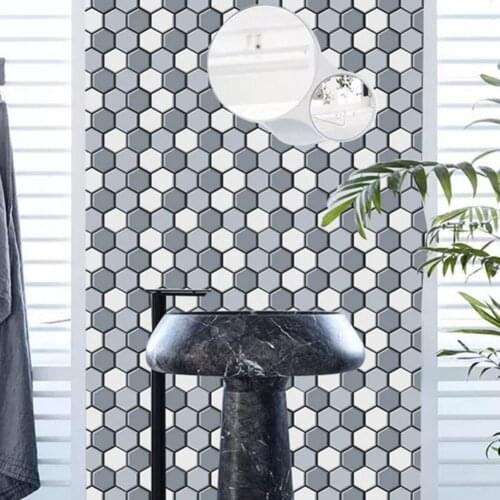 5 pieces of 3D wall stickers bedroom kitchen decoration hexagonal self-adhesive PVC home living room wall stickers