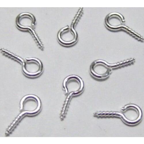 500 Silver Plated Screw Eye Bails Top Drilled Finding 8X4mm