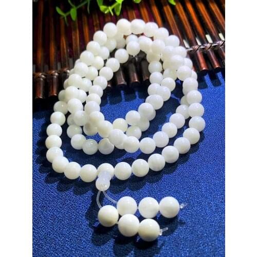 8mm Nature Millennium Sea Tridacna Jade Rank Mala Bead Bangle Hanging Rosary Organic gem 108 Bead