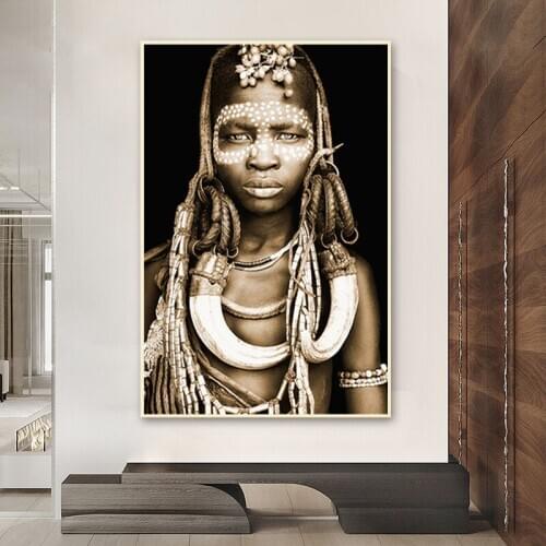 African Women Wall Art Canvas Print Portrait Painting National Style Black Women Wall Poster Home Decorative Pictures quadros