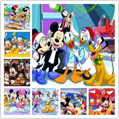 Disney 5D DIY Diamond Painting Mickey Mouse Series Mickey Minnie Full Circle Diamond Embroidery Handmade Interior Decoration