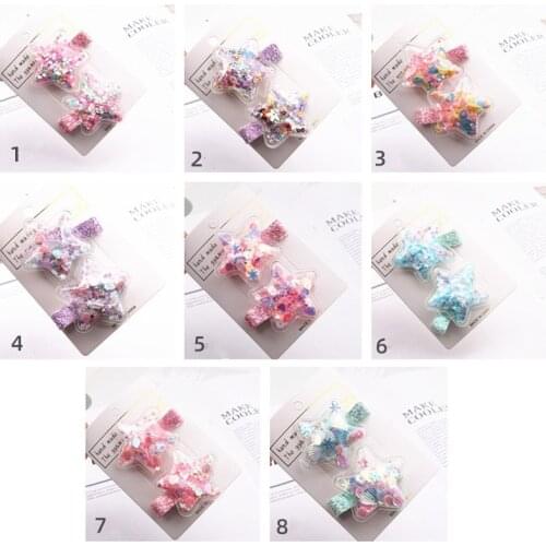 Boutique 15Sets Fashion Sequin Quicksand Star Haripins Glitter Cartoon Barrettes Hair Clips Princess Headwear Hair Accessories