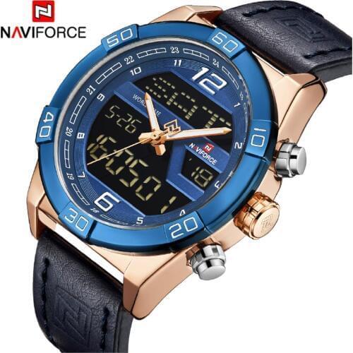 NAVIFORCE Luxury Brand Men Fashion Sports Watches Mens Waterproof Quartz Date Clock Man Leather Army Military Wrist Watch 2019