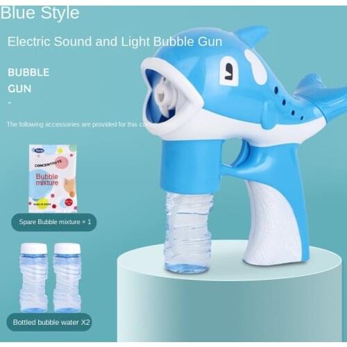 Electric Sound and Light Bubble Gun, Large Dolphin Bubble Machine, Summer Outdoor Lighting Music Bubble Machine