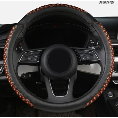 FUZHKAQI Leather Car Steering Wheel Cover Dodges Viper Caliber Journey Ram 1500 Challenger Charger Nitro Durango