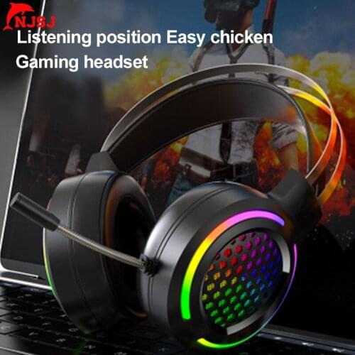 NJSJ Game Headphones Gaming Headsets Bass Stereo Over-Head Earphone PC Laptop Microphone Wired Headset For Computer