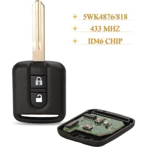 Kutery 2 Buttons Smart Remote Car Key Fob 5WK4876/818 433MHz ID46 For Nissan Elgrand X-TRAIL Qashqai Navara Micra Note NV200