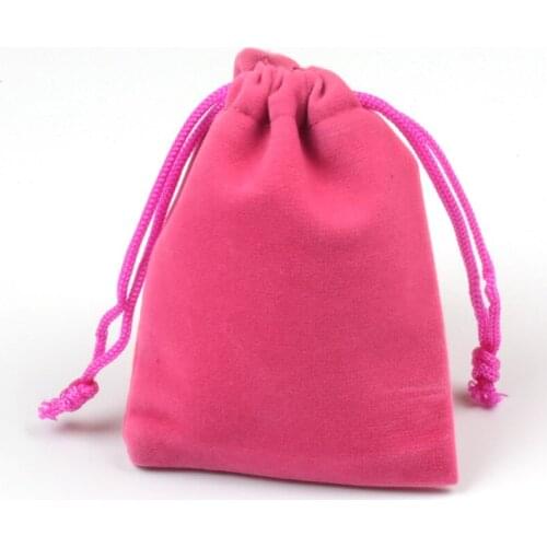 50pcs Rose red flannelette pocket headphone bag U tray mobile power velvet cloth bags decoration small pouch houshold