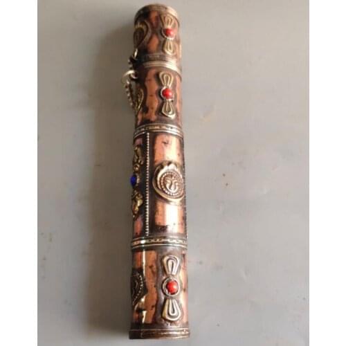 China brass Standing Incense cylinder crafts statue