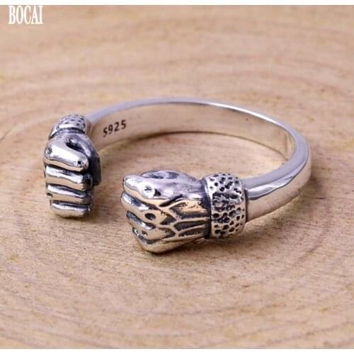 925 silver ring restoring ancient ways is male money fist opening ring festival gifts