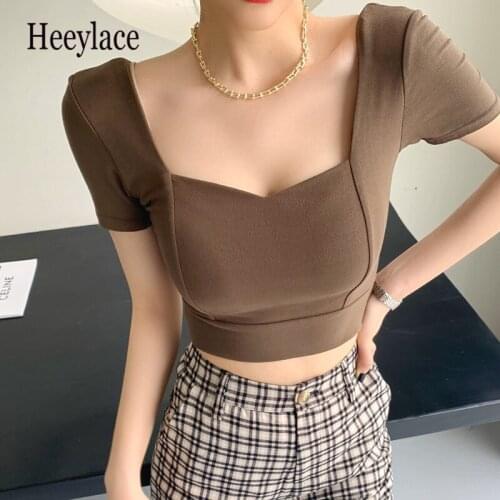 Summer Fashion Women Short Sleeve Crop Top T Shirt 2021 New Sexy Casual White Short Shirt Summer Tee Tops