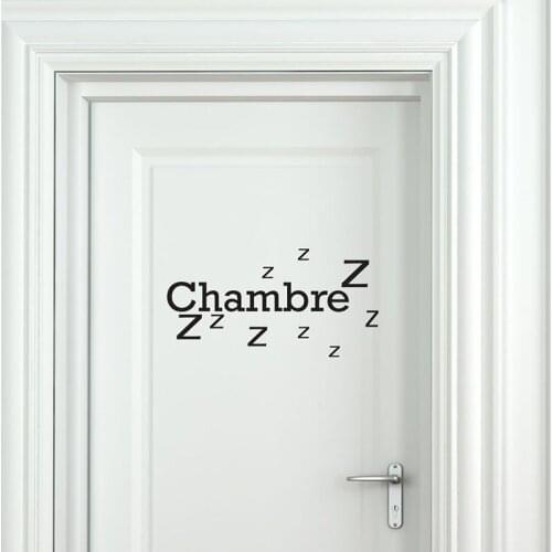 Sleep Decal French Stamp Chambre Zzz Zzz Bedroom Door Sticker Vinyl Home Decoration Home Door Sticker Wallpaper