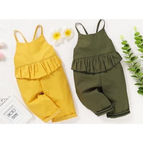 NEW Toddler Kids Baby Girls Strap Romper Pure Color Jumpsuit Harem Pants Trousers Clothes