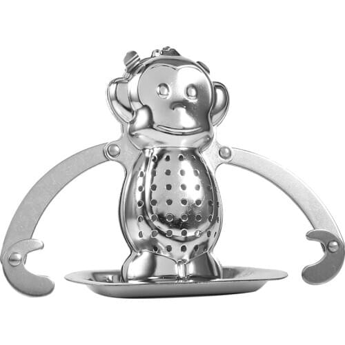 New Cute Stainless Steel Loose Tea Leaf Infuser Ball Strainer Filter Diffuser Herbal Spice Monkey Non-Toxic Tea Strainer