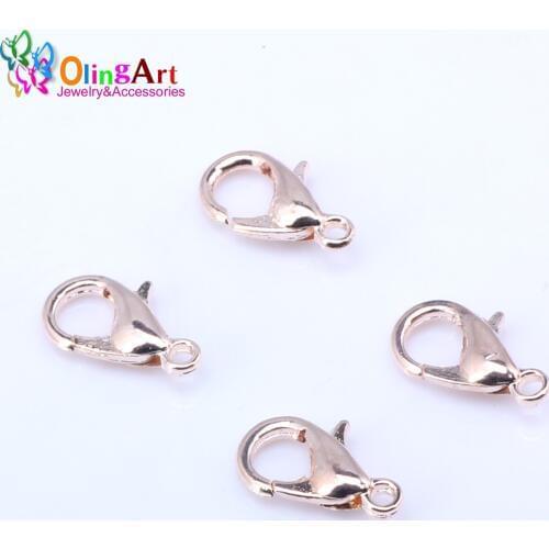 OlingArt 12mm 48pcs/lot Lobster Rose Gold Series Hooks for Necklace/Bracelets DIY Jewelry making