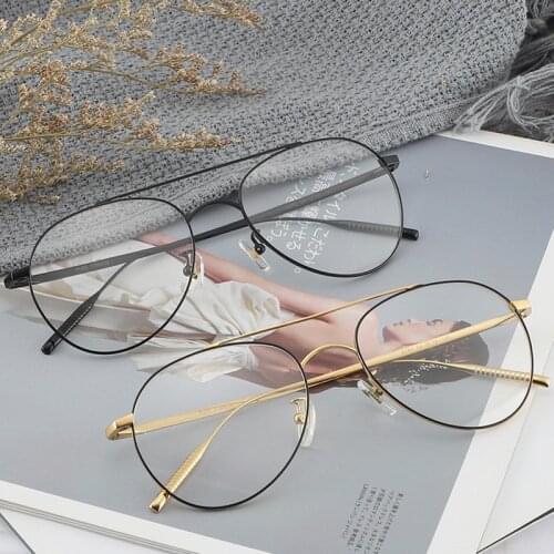 Pure Titanium Pilot Glasses Frame Retro Mens Aviation Prescription Myopia Glasses Frame Women Optical Eyeglasses Eyewear Frames