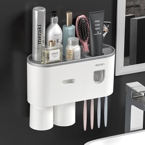 Toothbrush Rack Free Punching Mouthwash Brushing Cup Set Bathroom Storage Toothbrush Holder With Toothpaste Squeezing Device