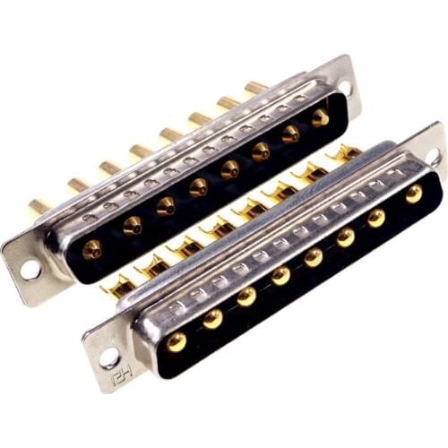 20pcs D-Sub Connector 30 AMP 8 Position High Power 8 Pin Combo Plug Male Pins Machined 8W8 Gold Flash Panel Mount Wire Solder
