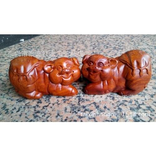 Wood carving a blessing for the whole pear pig ornaments Vietnam mahogany wood crafts gifts the couple pig