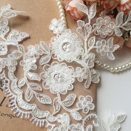 W17.5cm Luxury Beaded Lace Trimmings For Wedding Veil Dress Sewing-On Decoration Accessories