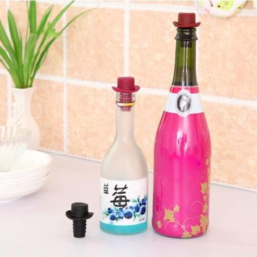 Silicone Bottle Stopper For Bottles Cap Wine Cork Wine Pourer Stopper Silicone Caps Cute Top Hat Fresh-keeping Gel Cork Bar Tool