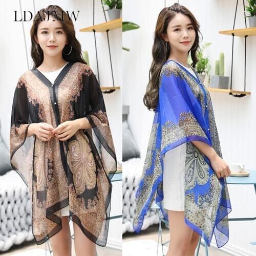 For Seasons Home Textiles Sun Protection Lady Shawl Chiffon Beach Towel Long Silk Scarf